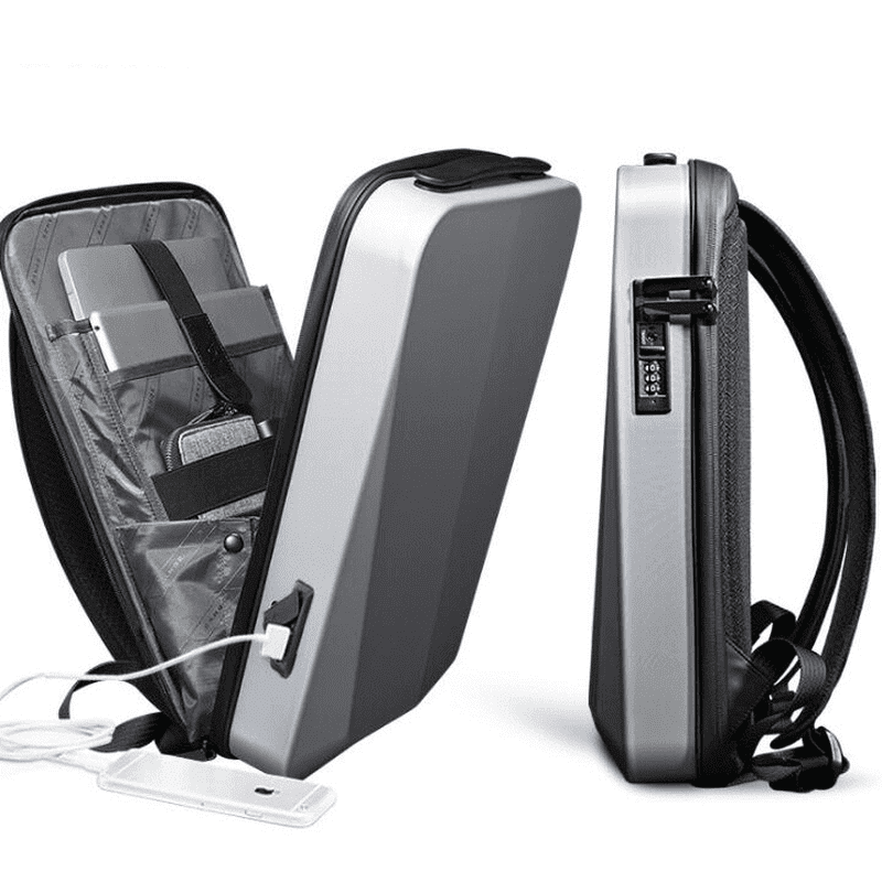 Sac à dos rigide ultra-plat antivol Atom avec port USB intégré et serrure à combinaison
