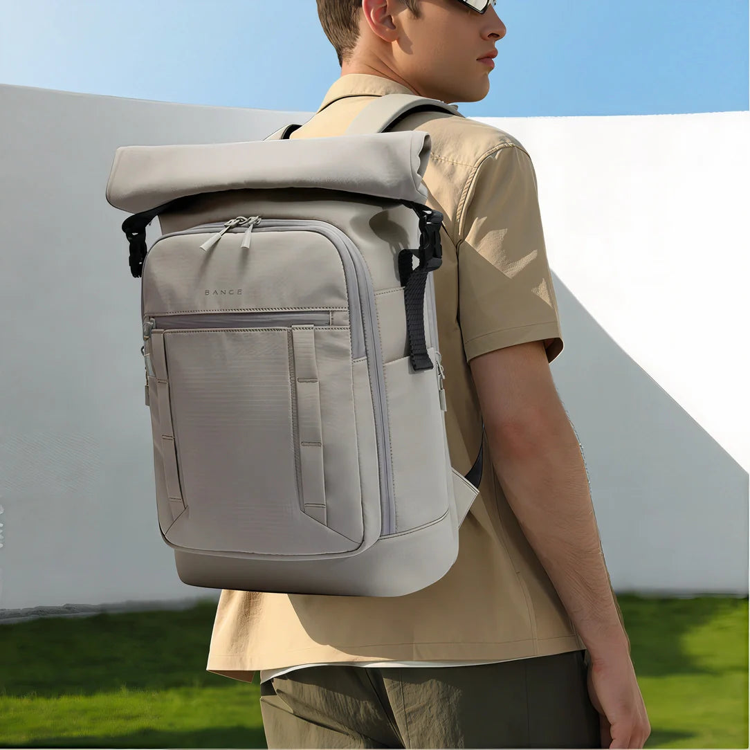 Sac à dos roll-top beige 21L BG Tech X avec poches multiples