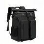 Sac à dos roll top de voyage RZTX noir avec plusieurs poches extérieures