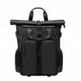 Sac à dos roll top de voyage RZTX noir avec poches extérieures et bretelles ajustables