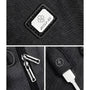 Sac à dos homme en tissu noir avec fermeture éclair métallique et port de charge USB