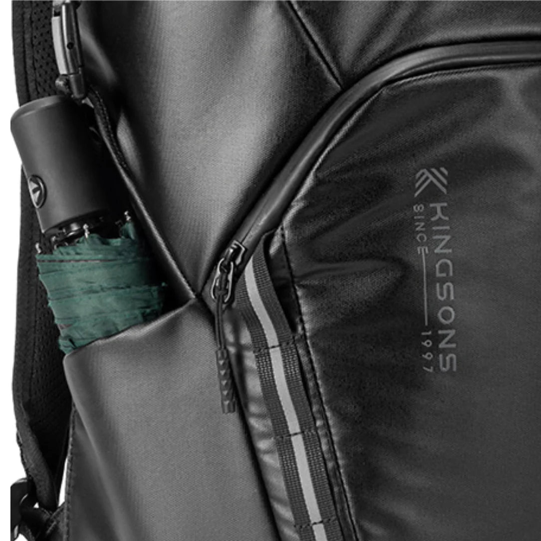 Sac à dos roll top Kingsons Black Edition avec poche latérale et parapluie vert foncé