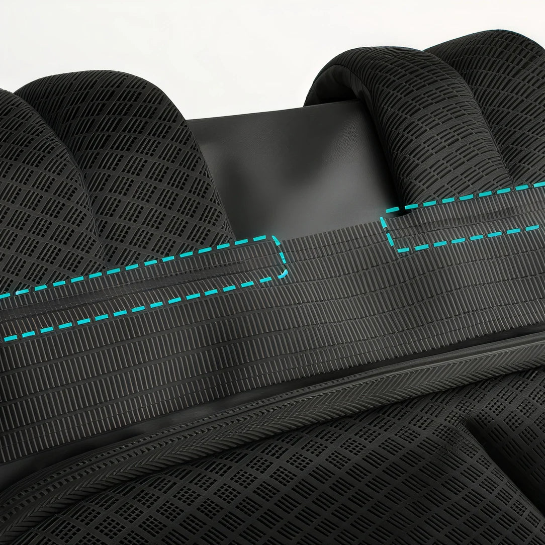 Zoom sur un sac à dos noir en tissu texturé avec fermeture éclair pour ordinateur 15,6 pouces
