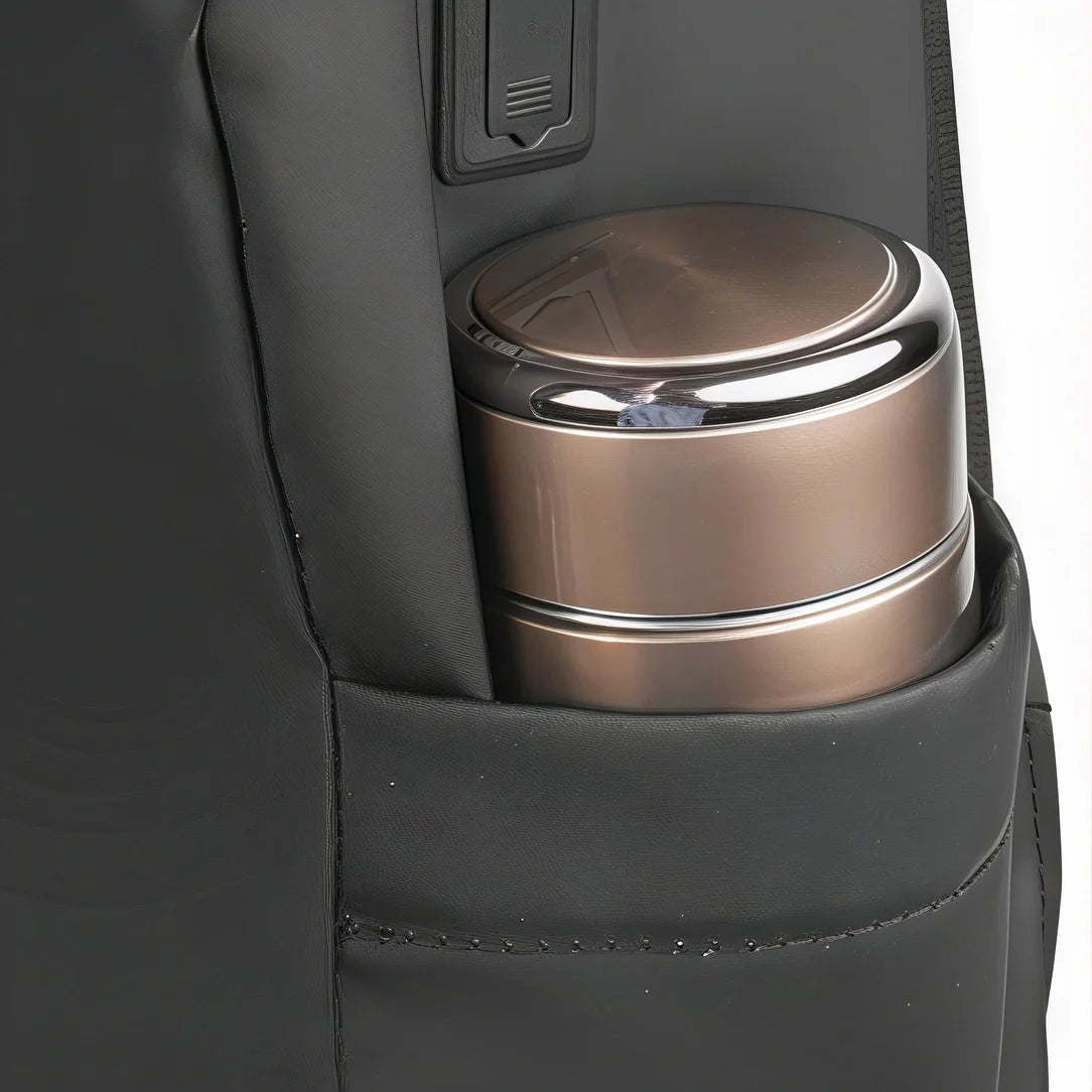 Sac à dos roll top noir pour PC 15,6 pouces avec thermos métallique brun sur le côté