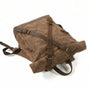 Sac à dos rétro en toile cirée marron et cuir avec boucles en laiton