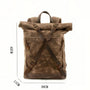 Sac à dos rétro en toile cirée marron avec bretelles en cuir pour style vintage