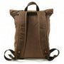 Sac à dos rétro en toile marron avec accents en cuir et bretelles ajustables