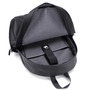 Sac à dos scolaire casual noir ouvert avec doublure rayée et sangle interne