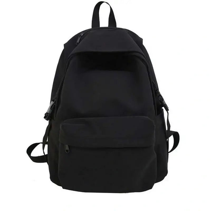 Sac à dos scolaire en tissu noir avec poches zippées et bretelles ajustables