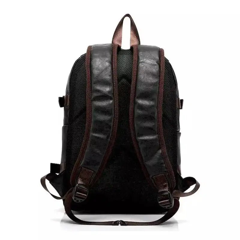 Sac à dos simili cuir homme en cuir marron foncé avec bretelles ajustables