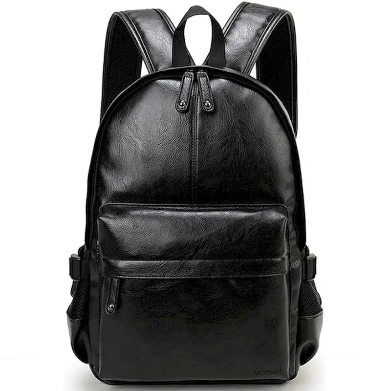Sac à dos similicuir femme noir avec multiples compartiments zippés