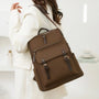 Sac à dos Sirocco marron avec accents cuir et boucle nylon