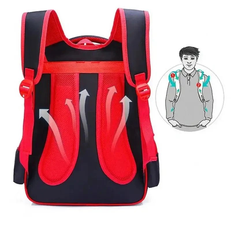 Sac à dos Spiderman maternelle rouge et noir avec soutien dorsal respirant et bretelles ajustables