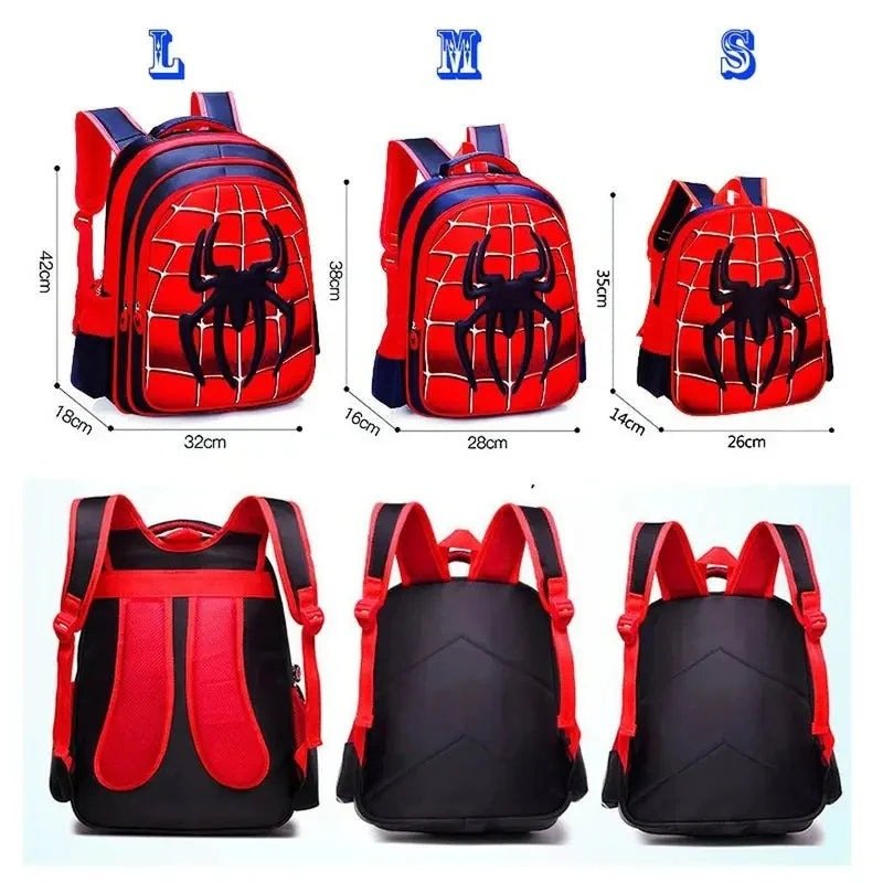 Sac à dos Spiderman maternelle rouge et noir en trois tailles pour enfants