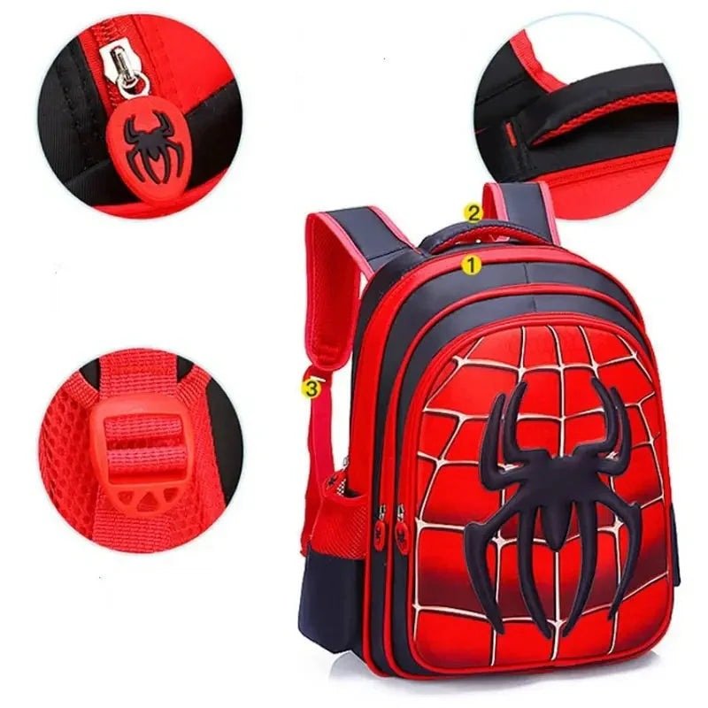 Sac à dos Spiderman maternelle rouge et noir avec poignées et bretelles ajustables