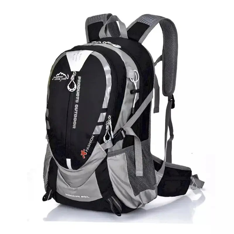 Sac à dos sport léger 25L noir et gris avec plusieurs compartiments et bretelles ajustables