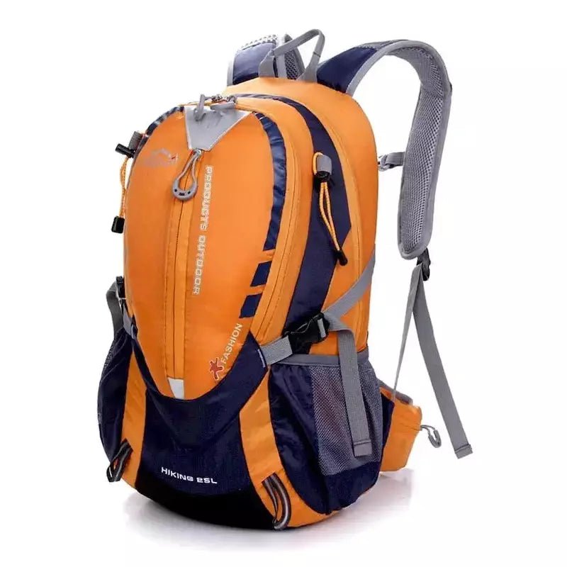 Sac à dos sport léger 25L orange et bleu marine avec compartiments gris