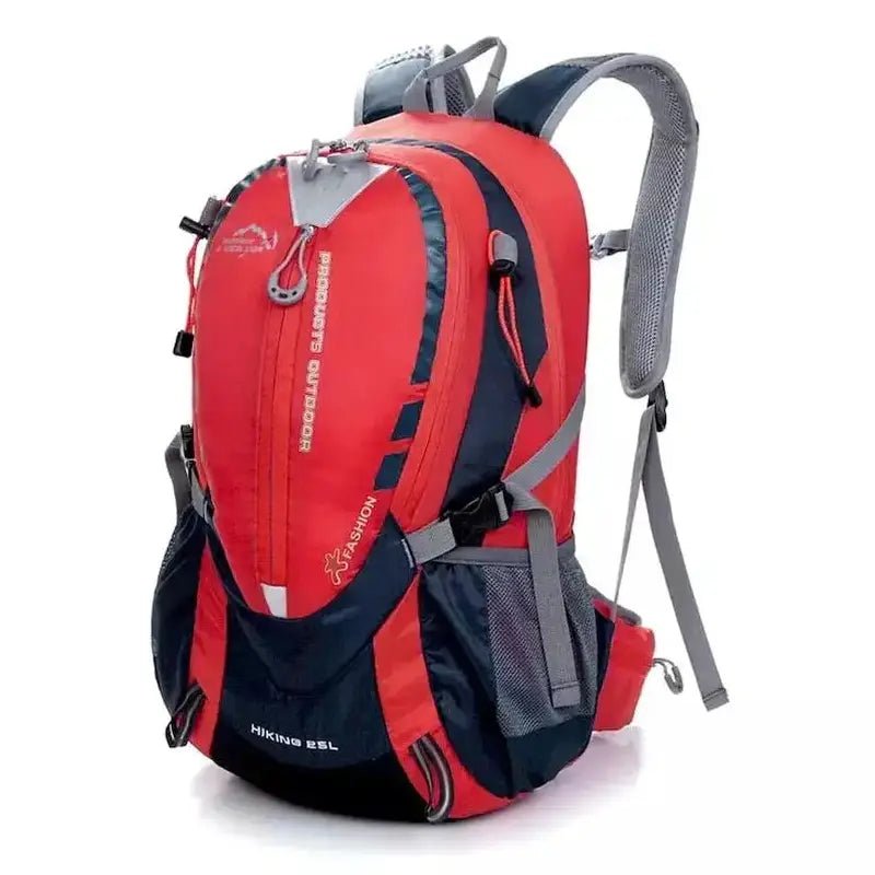 Sac à dos sport léger 25L rouge et bleu foncé avec compartiments et bretelles ajustables