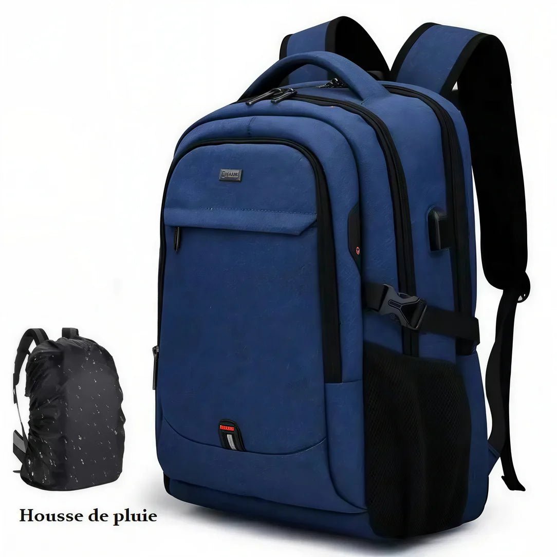 Sac à dos télétravail FlexWork bleu marine avec housse de pluie pour ordinateur portable
