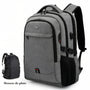 Sac à dos télétravail FlexWork gris avec compartiments, port USB et housse de pluie