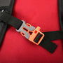 Boucle de fixation orange et grise en plastique sur sangle webbing noir pour Sac à dos transport chien 20kg