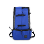 Sac à dos transport chien 20kg en bleu avec côtés en mesh noir et nombreuses boucles