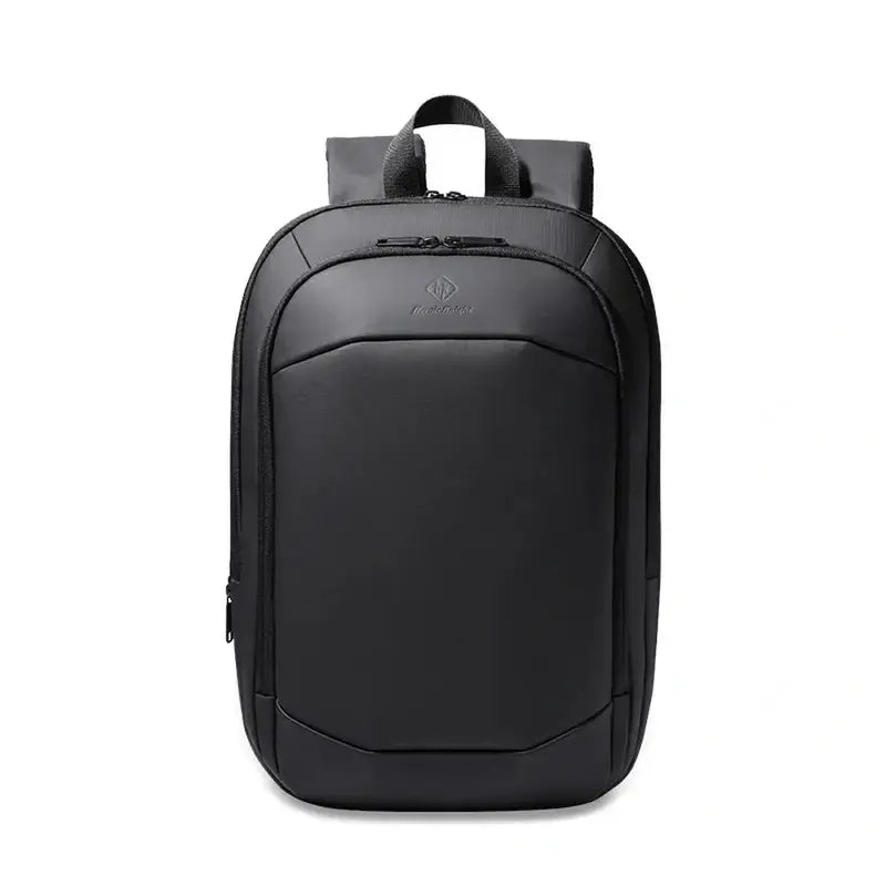 Sac à dos urbain femme imperméable noir avec poignée supérieure et poche zippée frontale