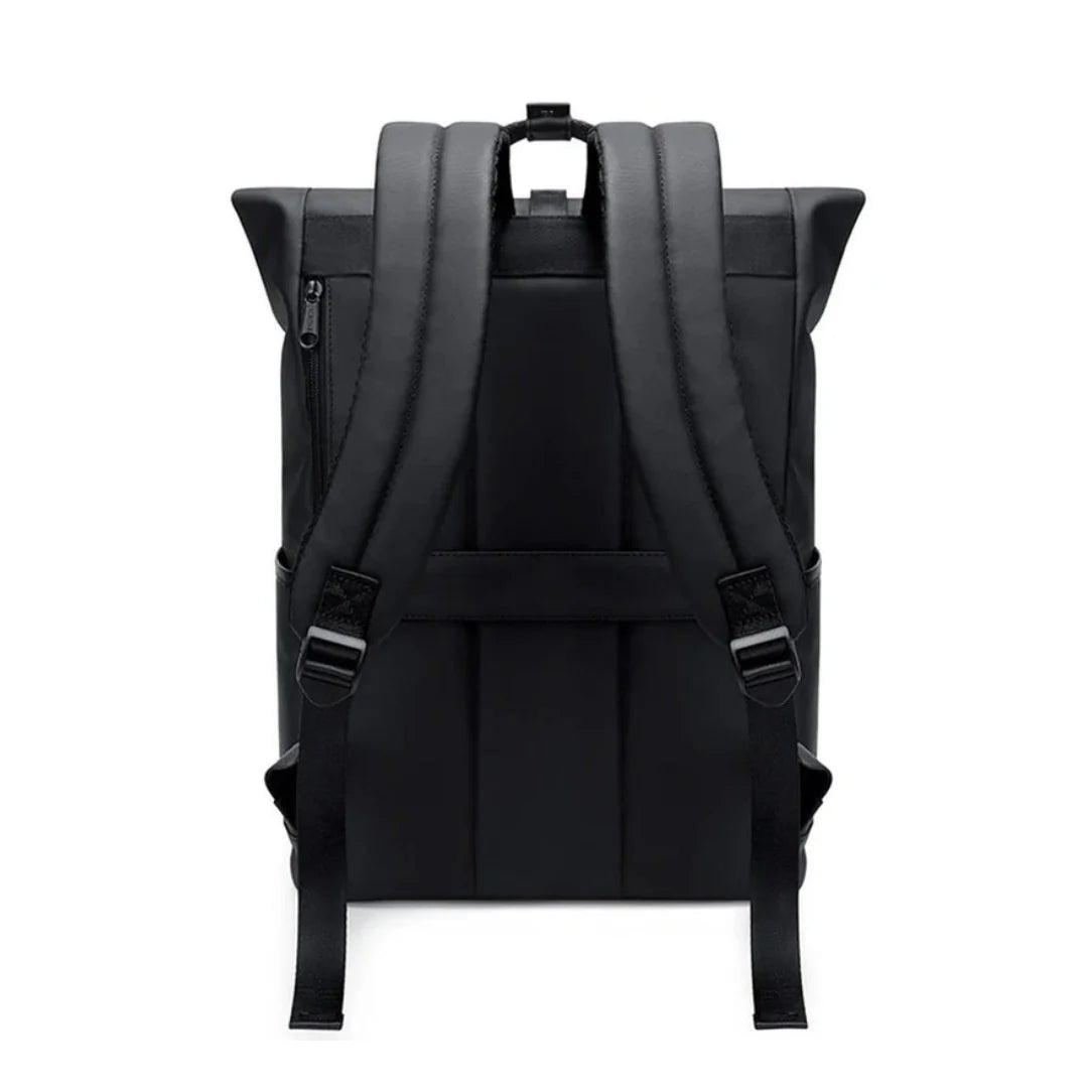 Sac à dos urbain imperméable Nostra avec rouleau noir, bretelles rembourrées et boucles ajustables