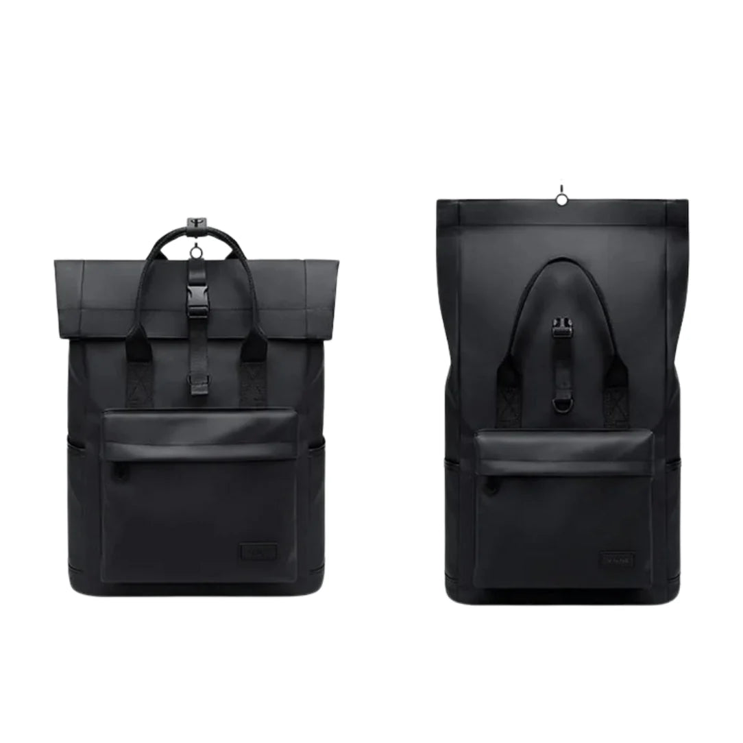 Sac à dos urbain imperméable Nostra avec deux sacs noirs à roulettes, poches frontales