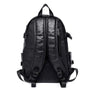 Sac à dos urbain pour femme en cuir faux noir avec bretelles ajustables et poche zippée