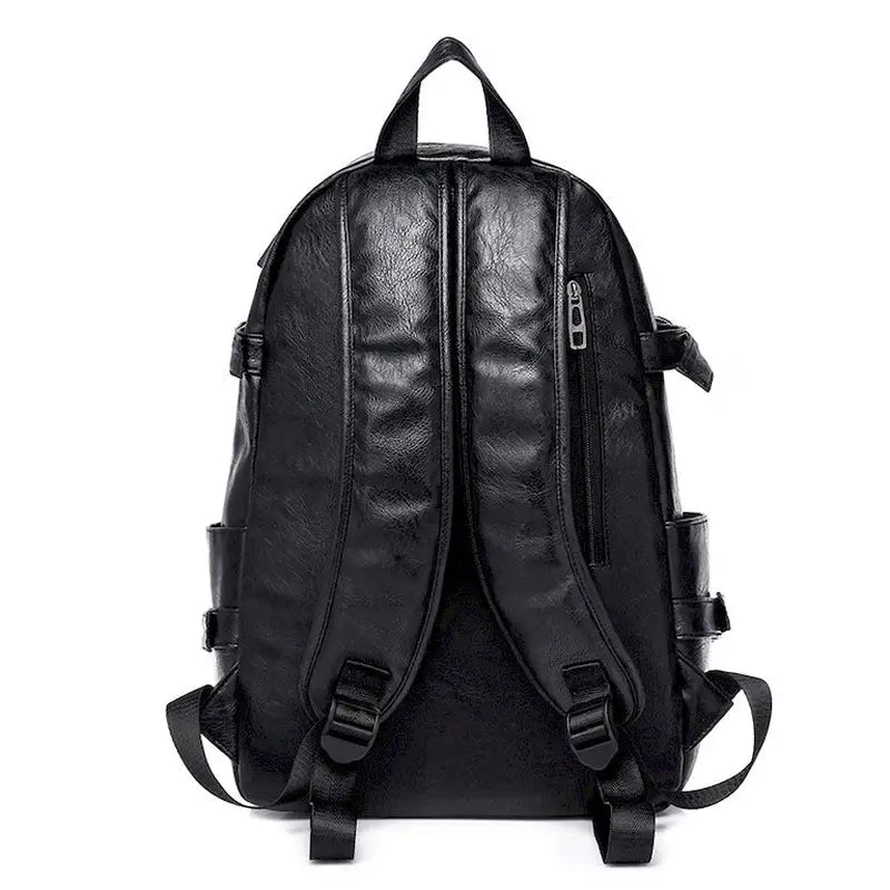 Sac à dos urbain pour femme en cuir faux noir avec bretelles ajustables et poche zippée