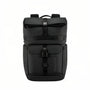 Sac à dos urbain roll top KingsRoll I en cuir noir avec boucles de fermeture