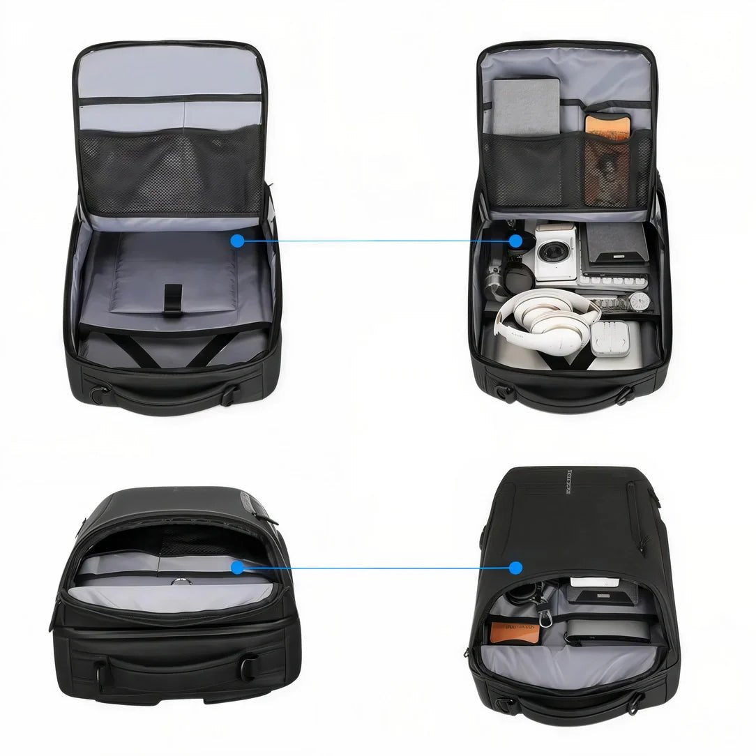 Sac à dos UrbanCore X noir pour ordinateur 17 pouces avec compartiments multiples