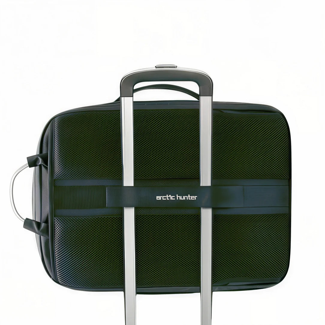 Sac à dos valise cabine vert chasseur arctic en mesh avec poignées et bordures argentées