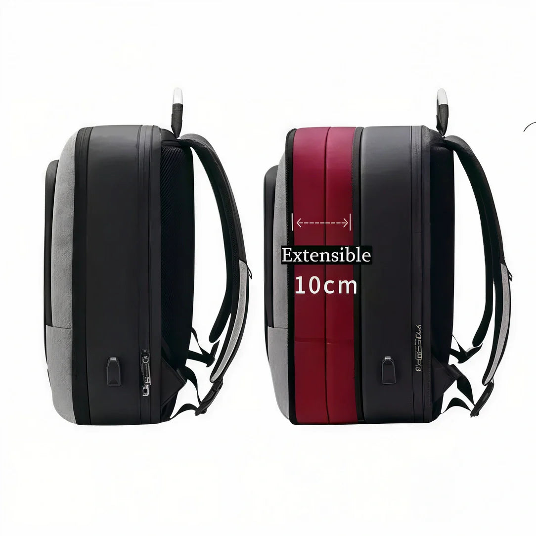 Sac à dos valise cabine noir et rouge avec compartiment extensible