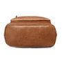 Sac à dos vintage femme en similicuir tan avec forme rectangulaire arrondie et coutures visibles