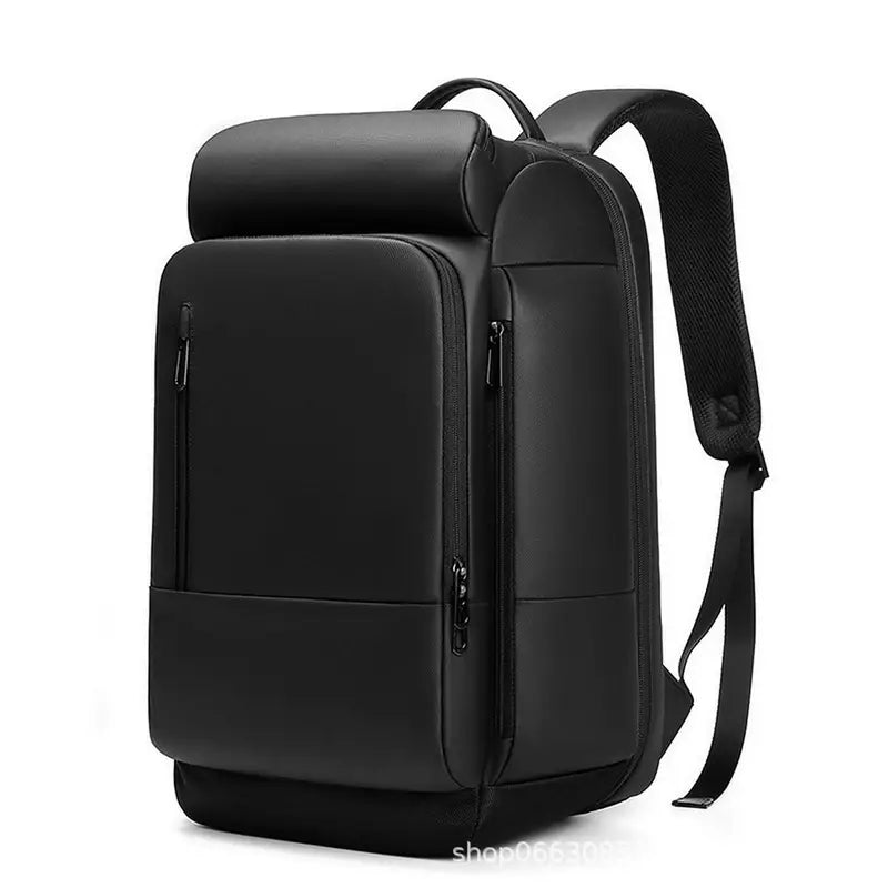 Sac à dos voyage ordinateur noir, moderne, élégant avec plusieurs compartiments zippés