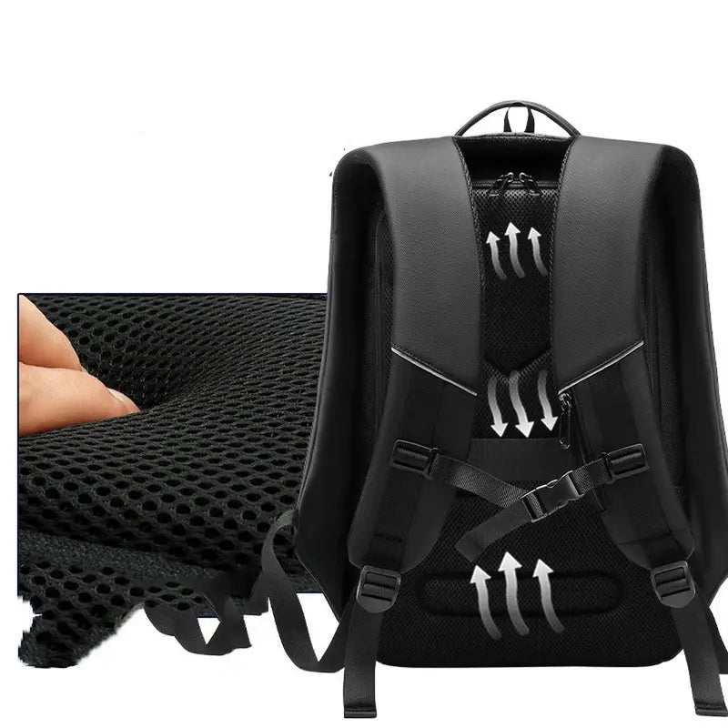 Sac à dos voyage ordinateur noir avec panneau dorsal respirant et rembourrage en mesh