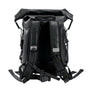 Sac à dos randonnée waterproof noir à enrouleur avec sangles ajustables et accents réfléchissants argentés