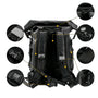 Sac à dos waterproof de randonnée noir à enroulement avec sangles renforcées et panneaux de ventilation en maille