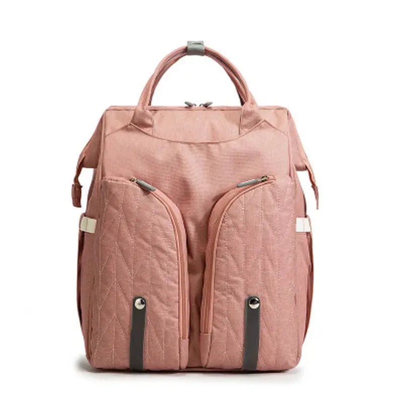 Sac à langer sac à dos lit en nylon rose poussière avec deux poches frontales