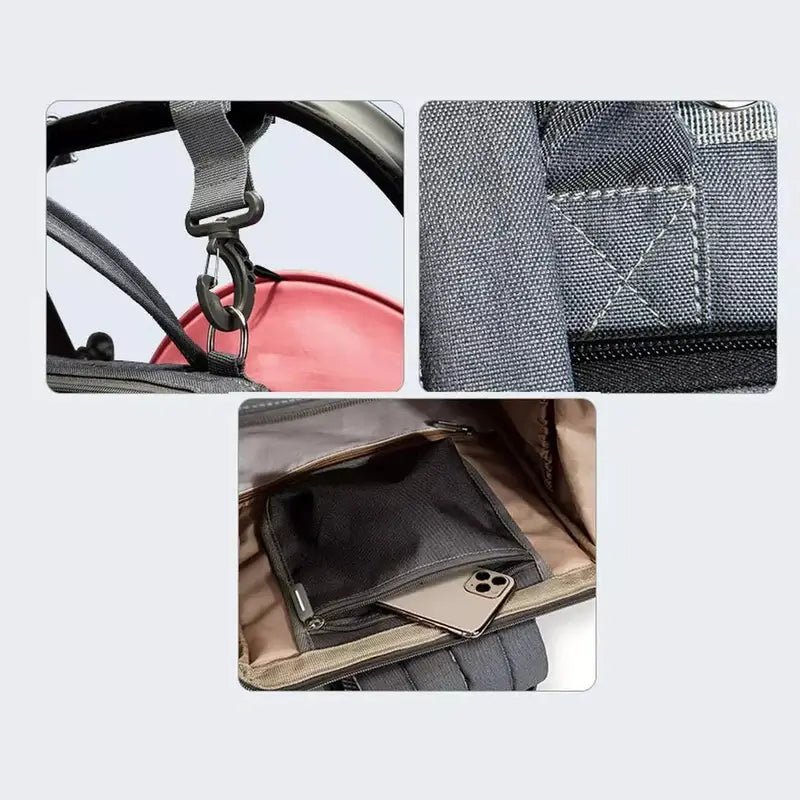 Sac à langer sac à dos lit avec bandoulière détachable, couture renforcée et poches internes