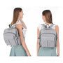 Sac à langer pour bébé avec sac à dos en nylon gris clair et multiples poches extérieures