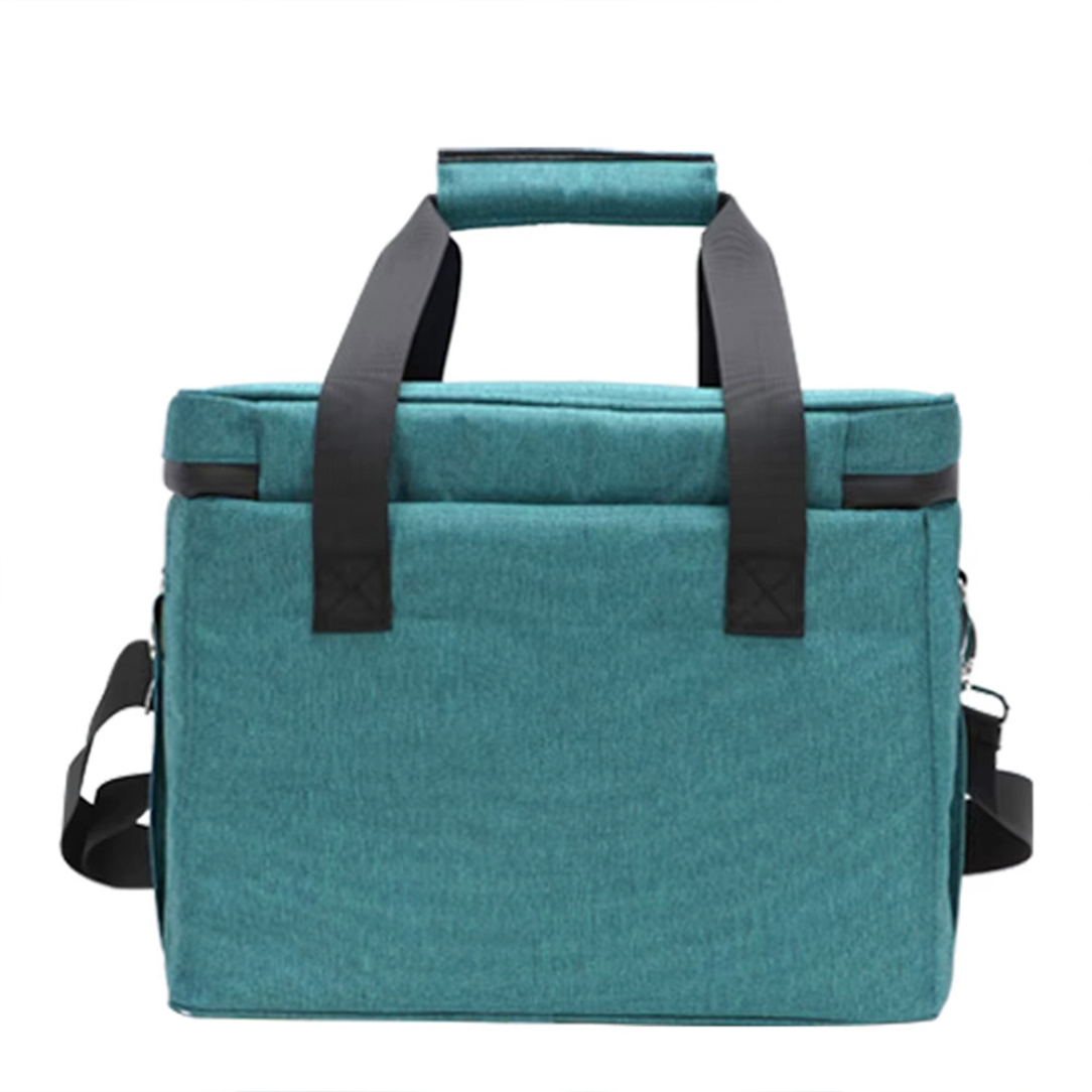 Sac bandoulière isotherme de picnic 16 et 28L avec sac en tissu teal, poignée noire