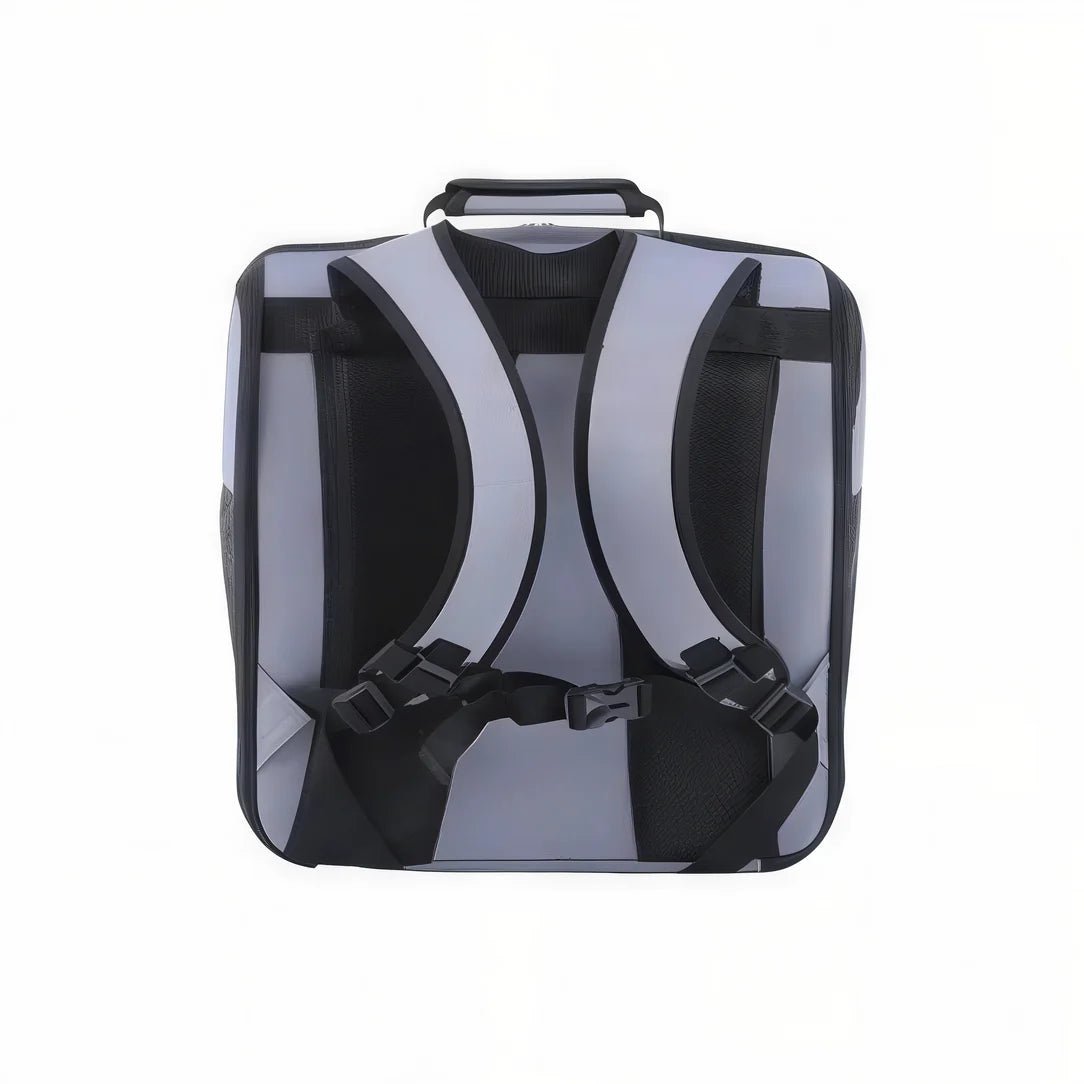 Sac chat transport grande taille Wisker gris et noir avec bretelles ajustables et boucle poitrine