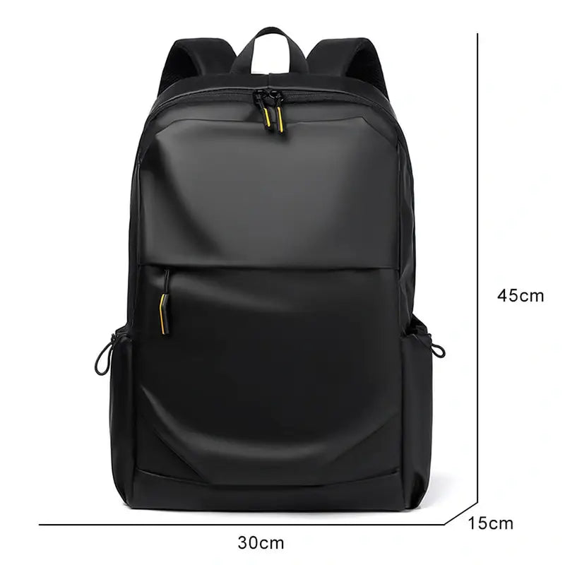 Sac collège sac à dos noir avec zip jaune, poches latérales, 45x30x15cm