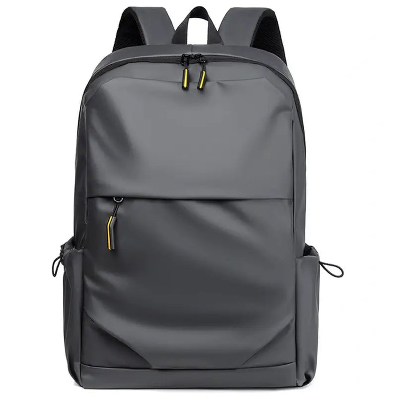 Sac Collège sac à dos gris foncé avec tirettes jaunes et noires