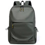 Sac collège sac à dos gris foncé avec plusieurs poches zippées et cordons latéraux