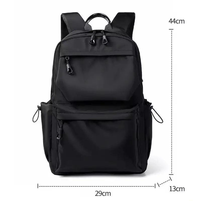 Sac de cours lycée homme noir imperméable avec multiples poches, bretelles ajustables