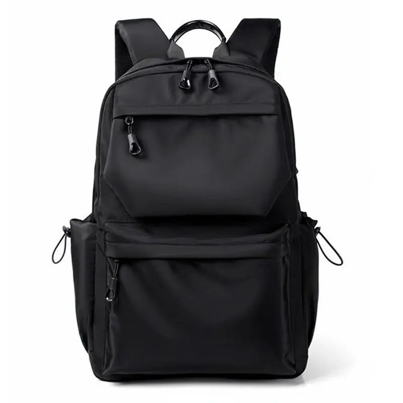 Sac de cours lycée homme noir en nylon avec multiples compartiments zippés et bretelles réglables